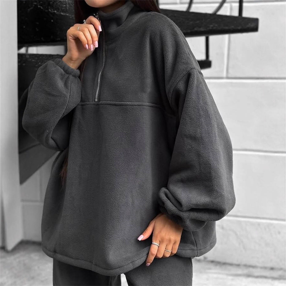 Damen Fleece-Jogginganzug Hochkragen Eveloria