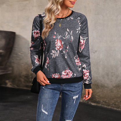 Damen Sweatshirt Blumenmuster Knopfdetails Eveloria - Eveloria