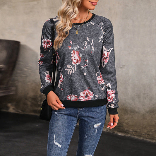 Damen Sweatshirt Blumenmuster Knopfdetails Eveloria - Eveloria