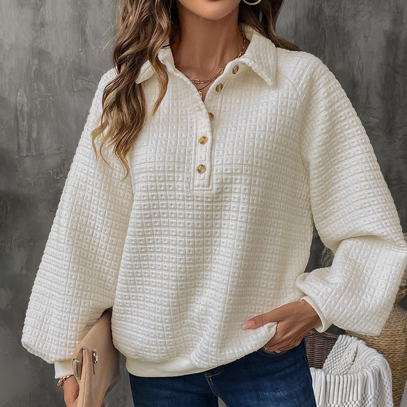 Damen Overshirt mit Knöpfen und Waffelmuster Grau