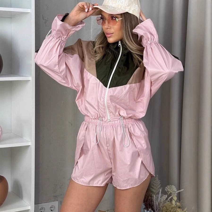 Damen Sportanzug Elastisch Mit Kontrastdetails