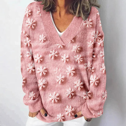 Damen Strickpullover Landschaftsmuster Eveloria