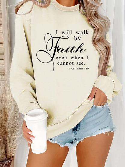 Damen Sweatshirt Weich Velours Mit Schriftzug Beige