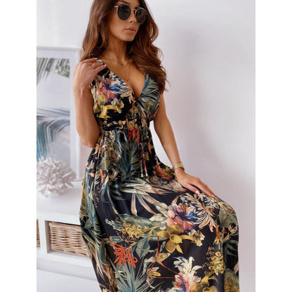 Damen Maxikleid V-Ausschnitt Elastisch Eveloria