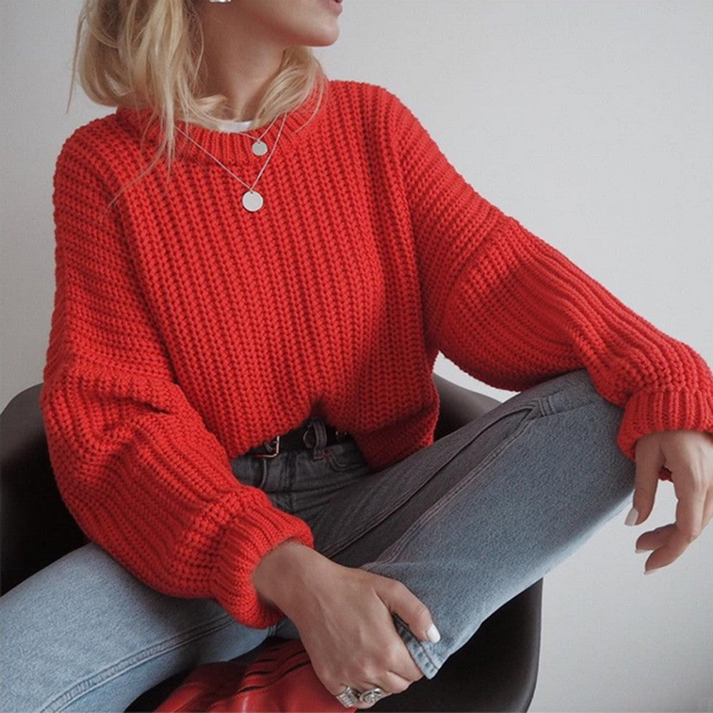 Damen Strickpullover Rippmuster Modern Lässig Eveloria