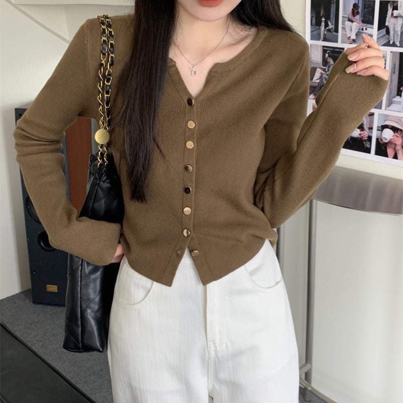 Damen Strickjacke Weich Knöpfe Beige Eveloria