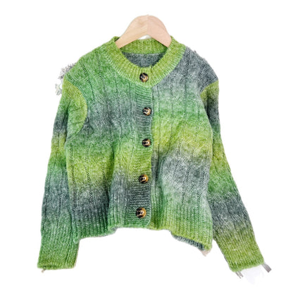 Damen Strickjacke Zopfmuster Farbverlauf Eveloria