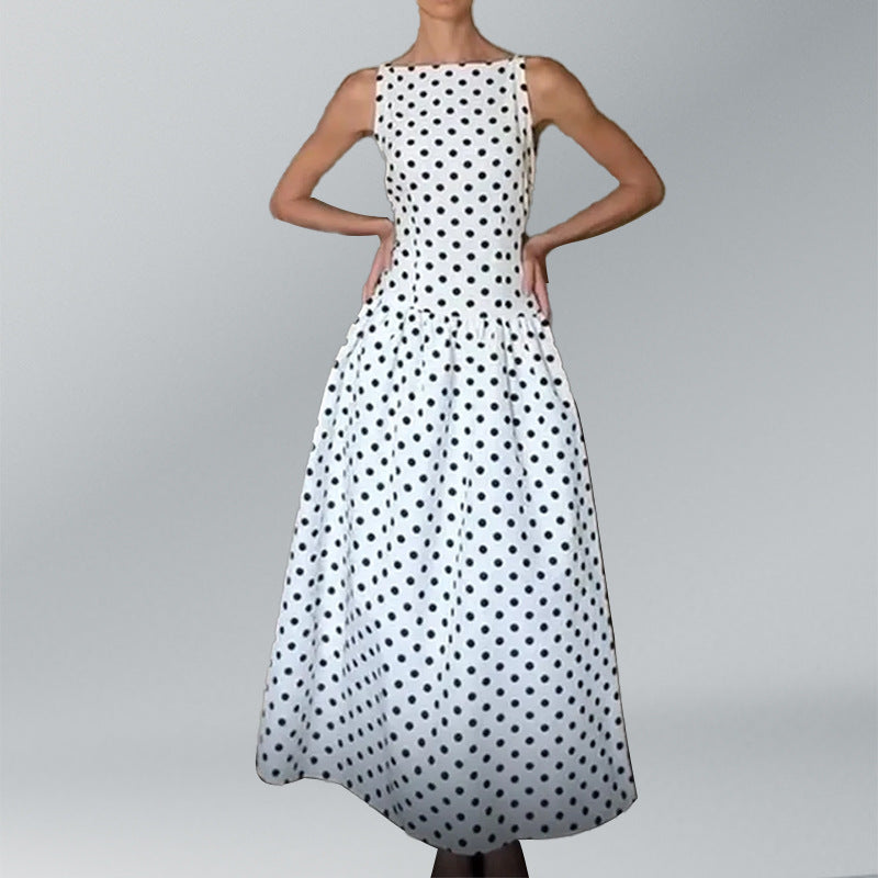 Damen Maxikleid Polka-Dots Voluminöser Rock