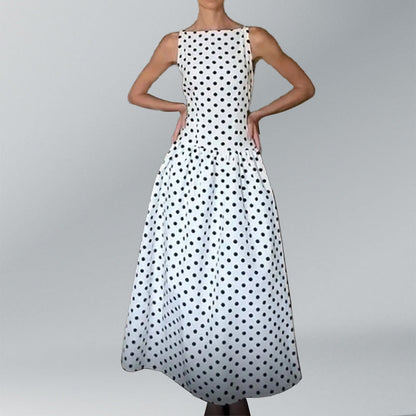 Damen Maxikleid Polka-Dots Voluminöser Rock