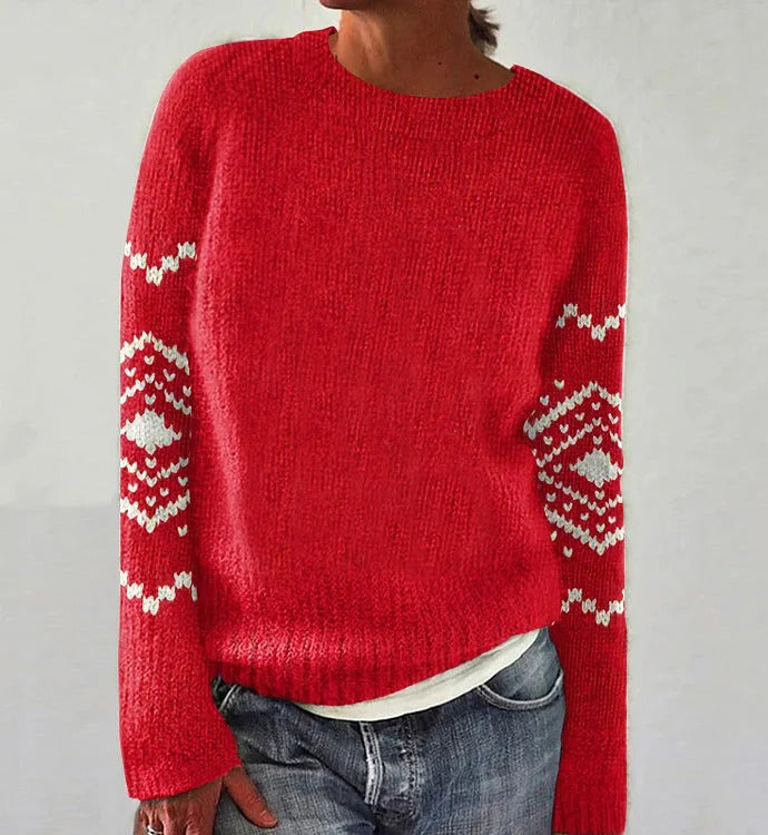 Damen Strickpullover Weich Schneeflocken-Design