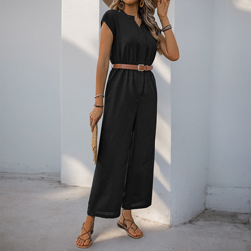 Damen Jumpsuit Elastischer Bund Taillengürtel