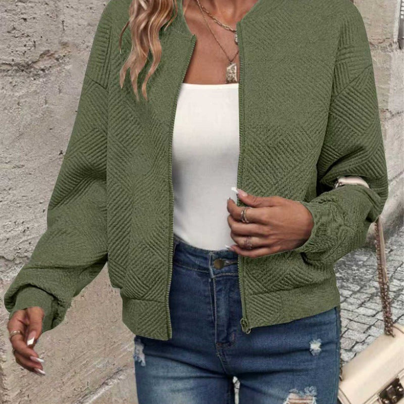 Damen Sweatjacke Strukturiert Reißverschluss Eveloria