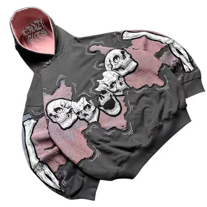 Damen Kapuzenpullover Totenkopf-Print Eveloria