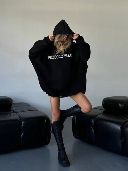 Damen Oversized Hoodie Lässig mit Kordelzug und Rippbündchen