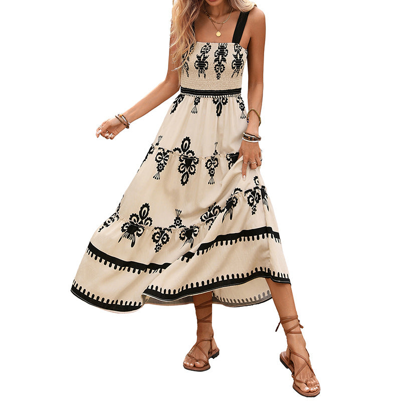 Damen Maxikleid Florale Stickereien Schwingender Rock Eveloria