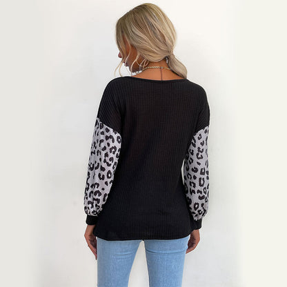 Damen Langarmshirt mit Knoten-Detail und Tiermuster Ärmeln
