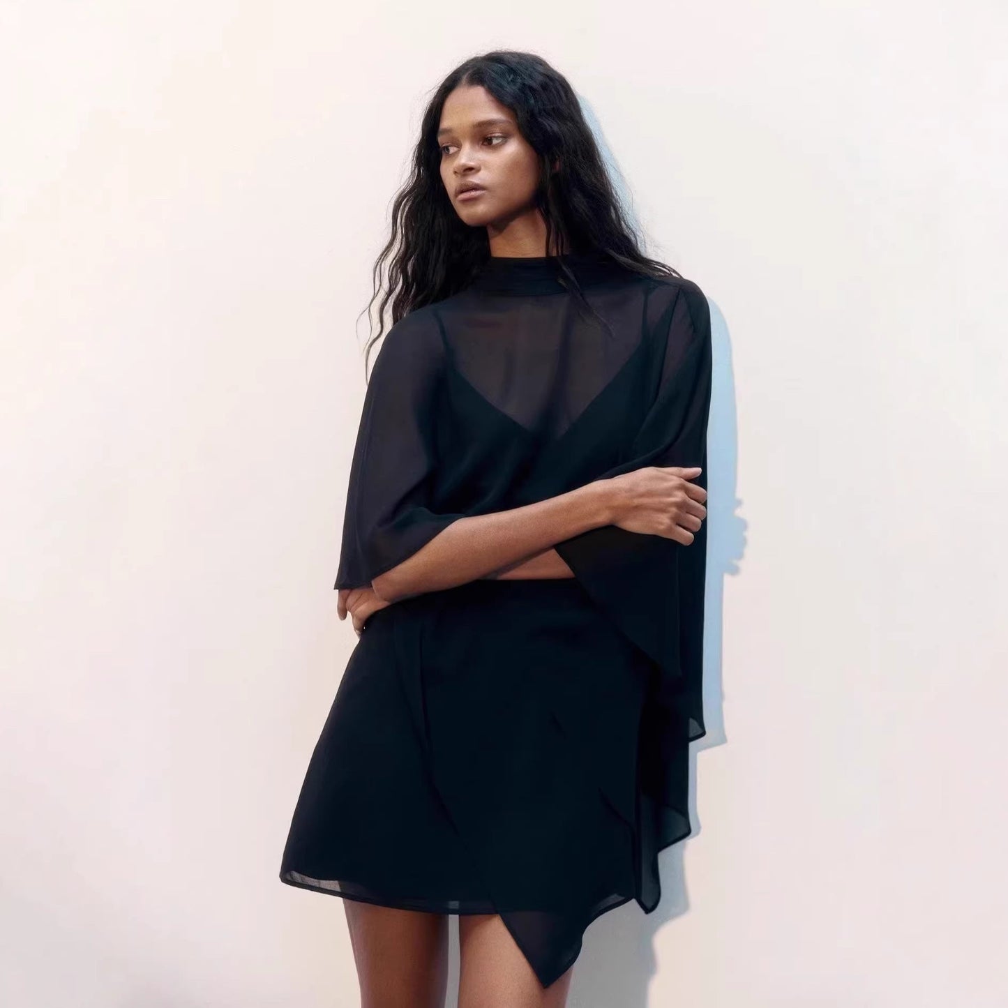 Damen Chiffon-Tunika Asymmetrisch Fließend Eveloria