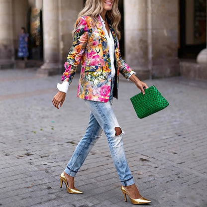 Damen Blazer Florales Design Moderner Schnitt Eveloria