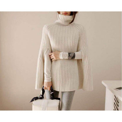 Damen Pullover Rollkragen Gürtel Eveloria
