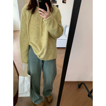 Damen Hoodie Weiches Fleece Kängurutasche Beige