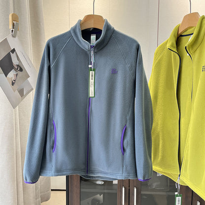 Damen Fleecejacke Weich Hohler Kragen Reißverschlusstaschen