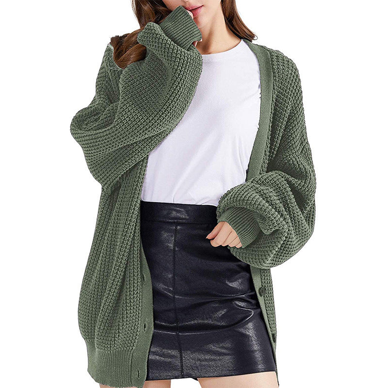 Damen Grobstrick-Cardigan Lässiger Schnitt Eveloria