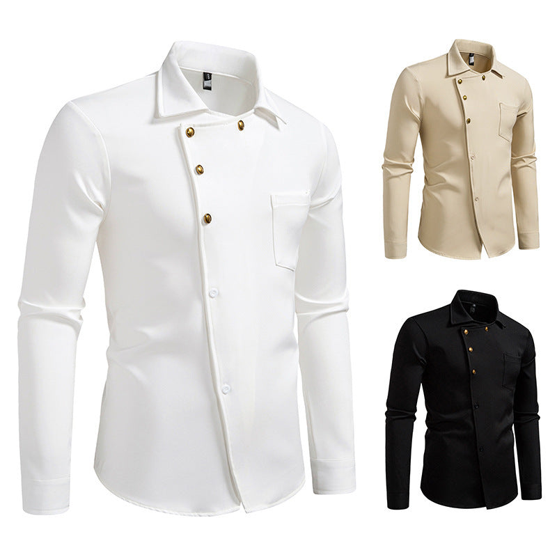 Herren Hemd Asymmetrisches Knopfdesign Eveloria Elegantes Design