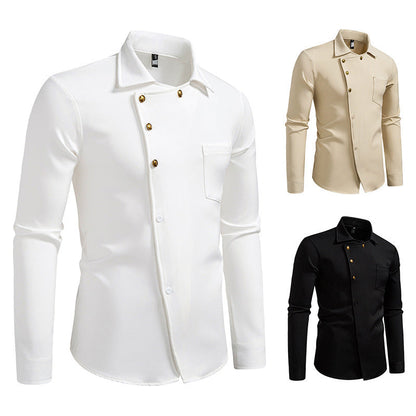 Herren Hemd Asymmetrisches Knopfdesign Eveloria Elegantes Design