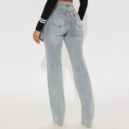 Damen Jeans Asymmetrischer Schnitt Eveloria
