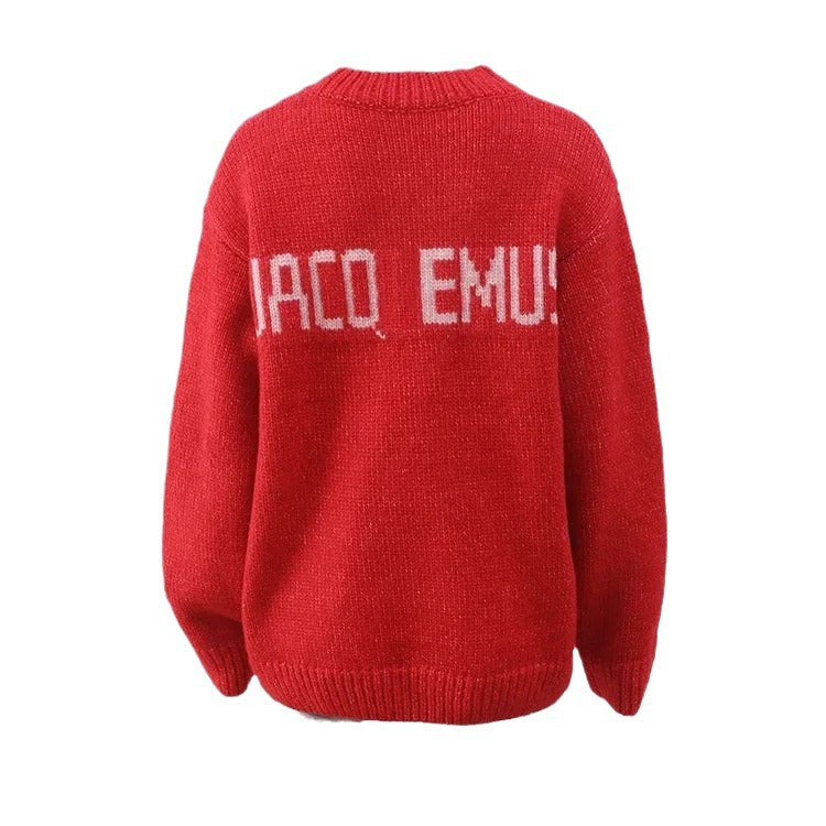 Damen Strickpullover mit Schriftzug Eveloria
