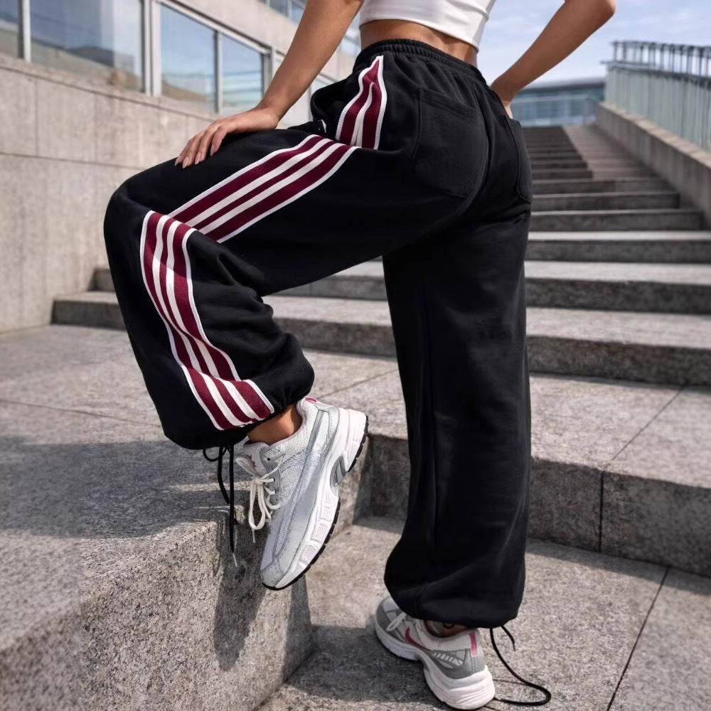 Damen Sportliche Freizeithose Elastisch Mit Seitlichen Streifen - Eveloria