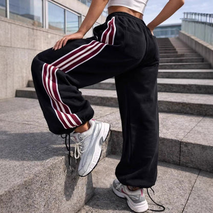Damen Sportliche Freizeithose Elastisch Mit Seitlichen Streifen - Eveloria