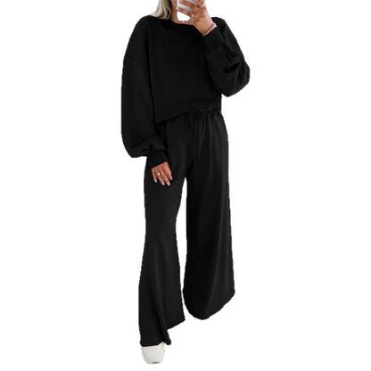 Damen Sport-Set Cropped Sweatshirt und Weite Hose Eveloria