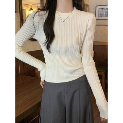 Damen Rippstrickpullover Verlängerte Ärmel Fein Eveloria - Eveloria
