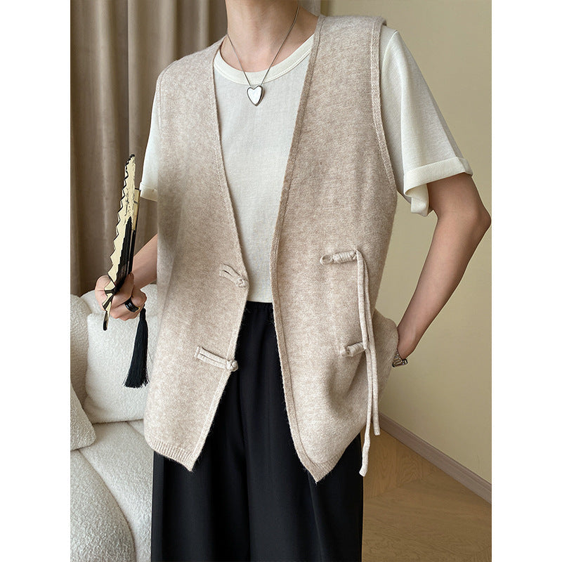 Damen Weste mit Taschen und Bindegürtel Elegantes Design Eveloria