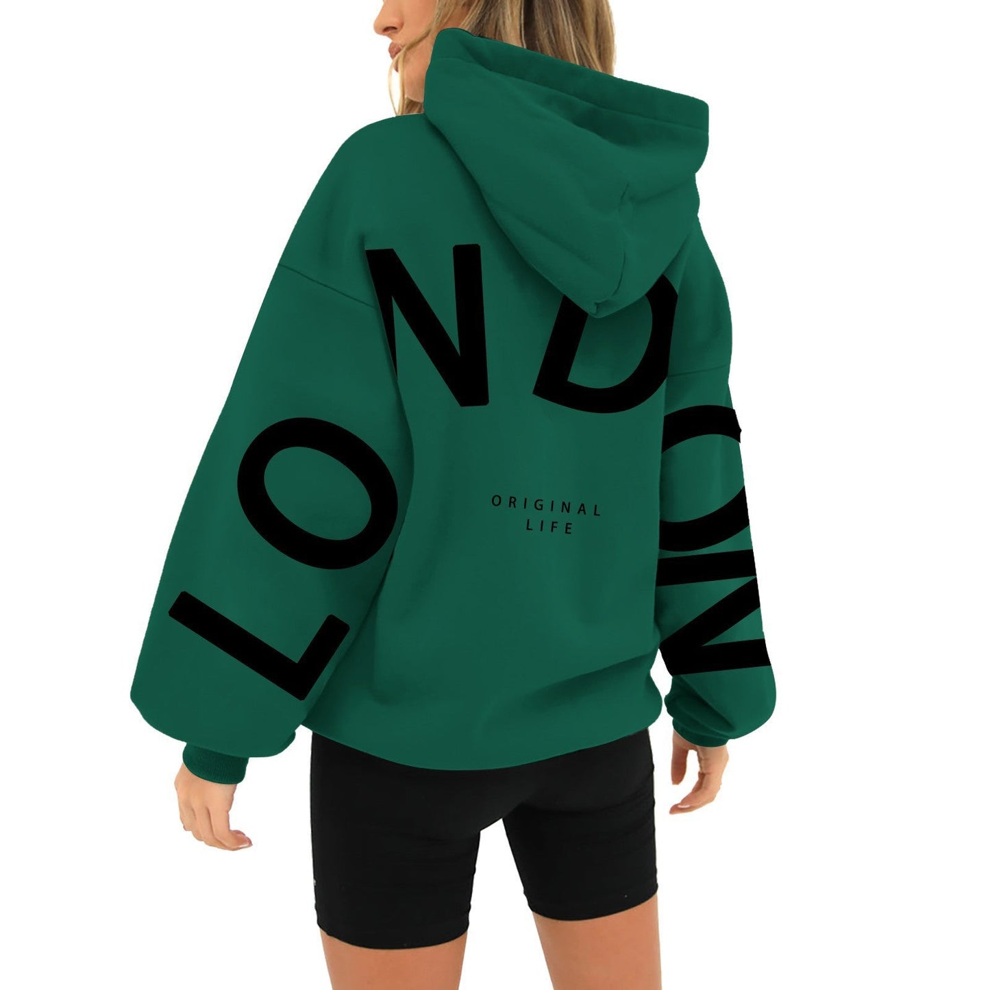 Damen Oversized Hoodie London-Print Trendig Eveloria