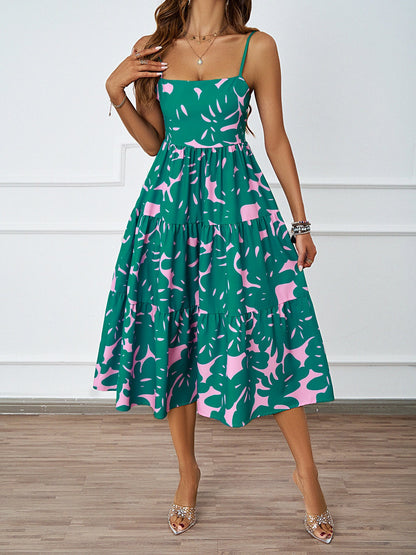 Damen Midikleid Floralmuster Voluminöser Rock Eveloria