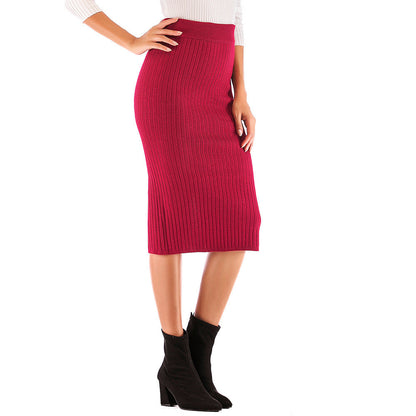 Damen Rippstrickrock Mit Seitlichem Schlitz Eveloria
