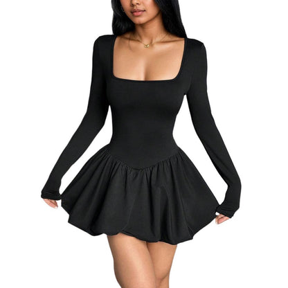 Damen Minikleid Rundhalsausschnitt Verspielter Rock Eveloria
