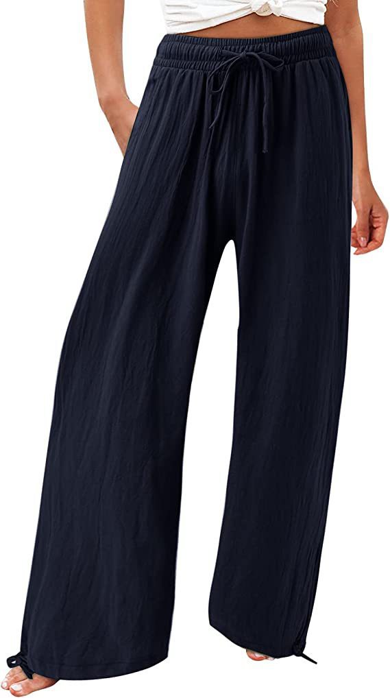 Damen Sommerhose Luftsamtstoff Weite Bein