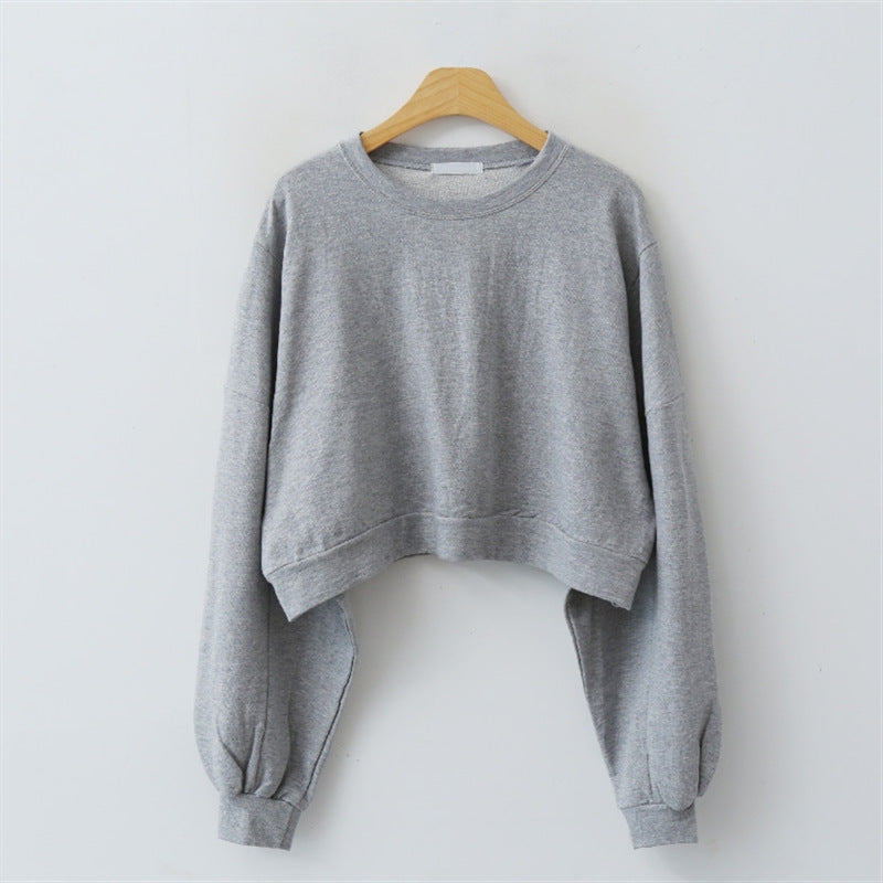 Damen Cropped Pullover Ballonärmel Eveloria