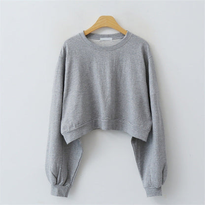 Damen Cropped Pullover Ballonärmel Eveloria