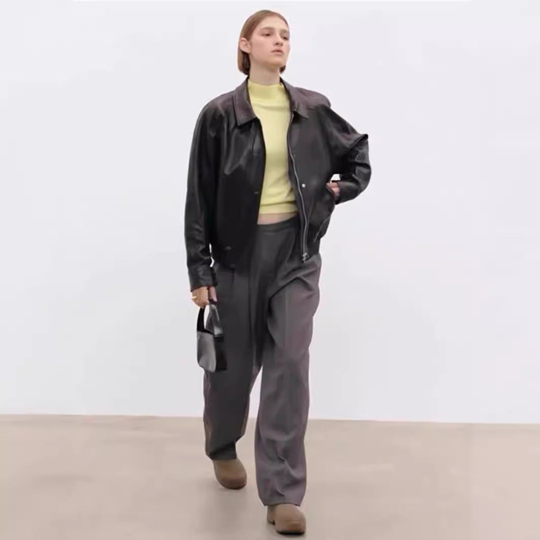 Damen Kunstlederjacke Voluminöse Ärmel Eveloria