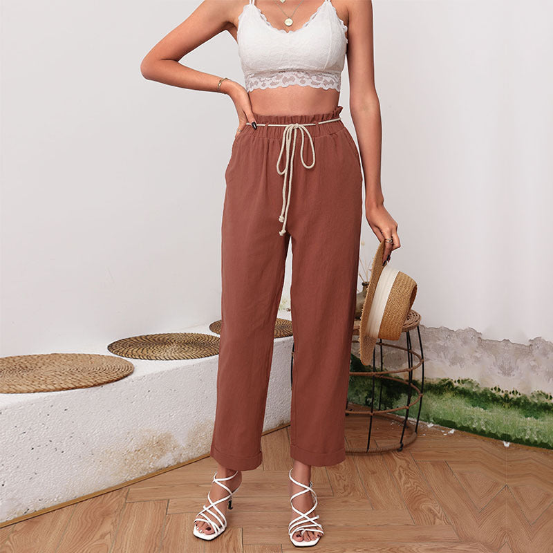 Damen Freizeithose Elastischer Bund Verstellbarer Kordelzug