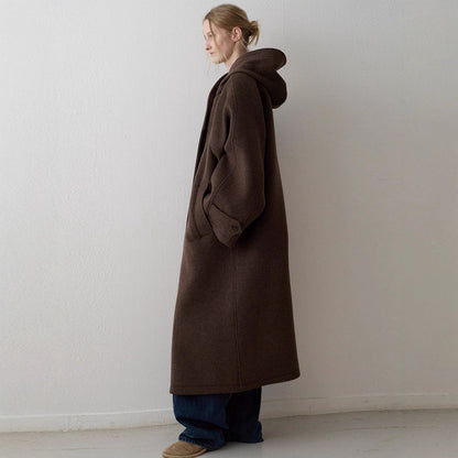 Damen Wollmantel Oversized mit Kapuze Eveloria