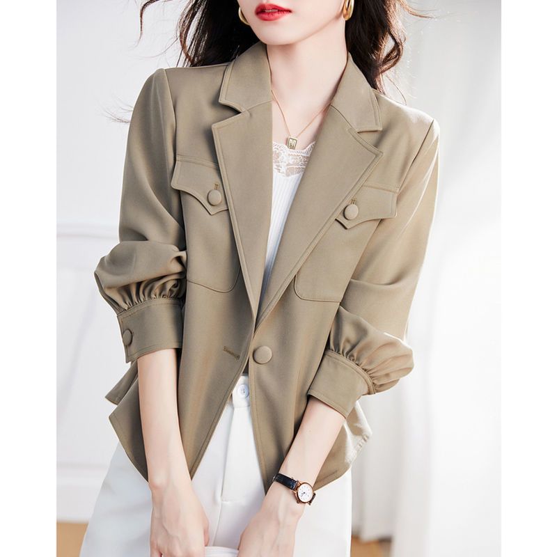 Damen Blazer Strukturierte Puffärmel Eveloria