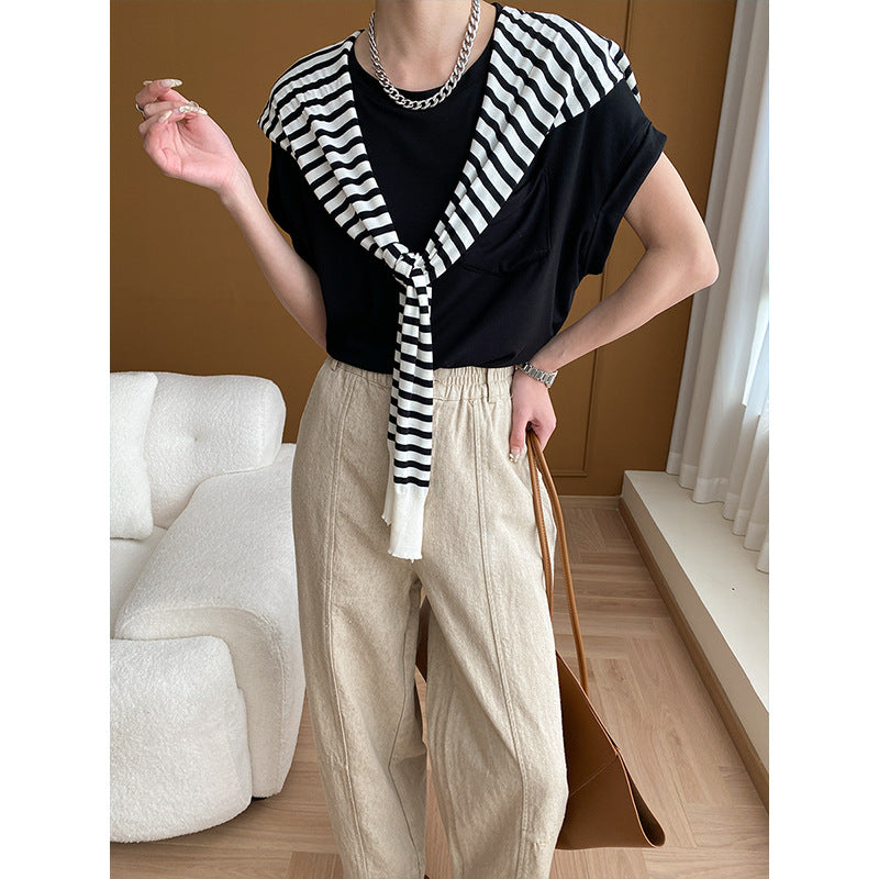 Damen Leinenhose Moderner Schnitt Hochtaschen Beige Eveloria