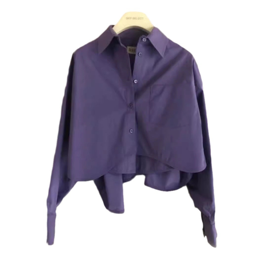 Damen Bluse Oversized Cropped Schnitt Eveloria
