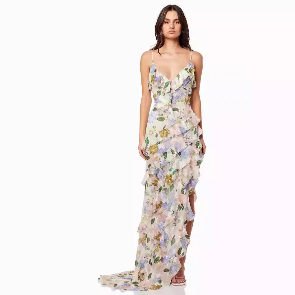 Damen Maxikleid Floral Print Sommer