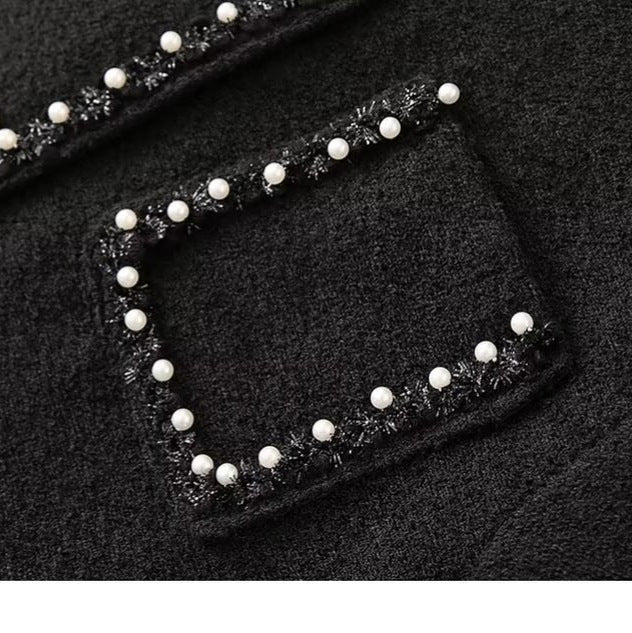 Eveloria Damenjacke Perlenkragen Praktische Taschen Elegant